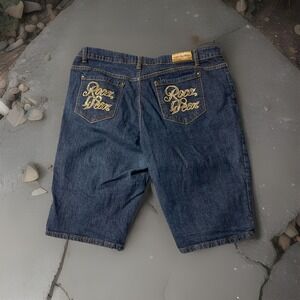 Rocawear Women's Jean‎ Shorts 18 Bermuda Plus Bling Lettering High Rise